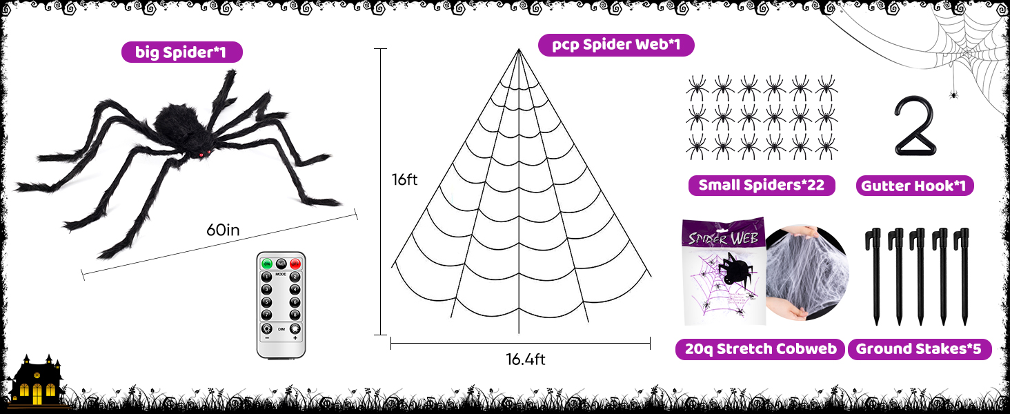 Spider Webs Halloween Decorations Lights