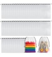 ROOKEA 50 Pcs Clear Shoe Bags for Travel Storage, 11.8"x15.7" Shoe Bag Bulk | Drawstring Large Sh...