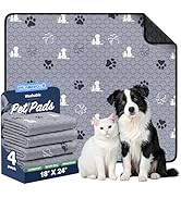 WanpeeGoo Washable Pee Pads for Dogs, 4 Pack Absorbent Reusable Training Dog Pads Pet Puppy Pads,...