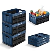 CleverMade Collapsible Storage Bins 32L 3 Pack – Heavy Duty Foldable Storage Bins with Built-In H...