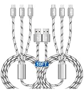 10Ft Multi Charging Cable 3A, 2Pack Braided Fast Charging 3-in-1 Multiple Charger Cable with IP/M...