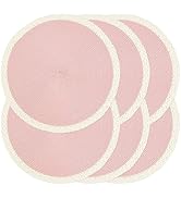 Noctiflorous Braided Round Placemats Set of 6, 15 Inch Woven Table Mats, Non-Slip Washable Place ...