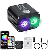 AKEPO 20W Dual-Head Dual-Color Fiber Optic Light Source, Twinkle+APP Control + Same or Different ...
