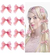 Ahoney 8pcs Red Bowknot Hair Ribbon Clips for Girls Women, 3.7" Cute Hair Bows Alligator Hair Cli...