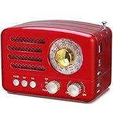 PRUNUS J-160 Retro Vintage AM FM Radio with Bluetooth, USB/TF Card Playback, Small Transistor Rad...