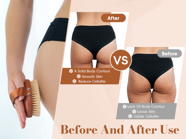 Natural Boar Bristle Dry Body Brush for Lymphatic Drainage