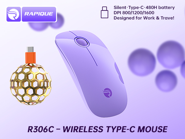 R306C USB C Wireless Mouse for Macbook, iPad, Chromebook
