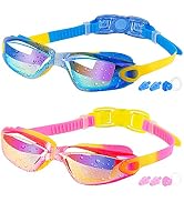 COOLOO Kids Swim Goggles, 2 Packs Swimming Goggles for Kids Girls Boys and Child Age 4-16