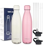 Insulated Water Bottle,2 Pack-17oz Stainless Steel Water Bottles with straw lid,Metal Sports Ther...