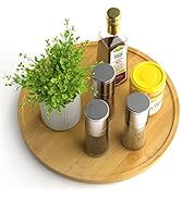 Homerays Lazy Susan Organizer 12 Inch Non-Skid Bamboo Lazy Susan for Kitchen Rotating Spice Rack ...