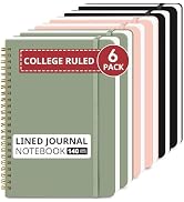 Taja 6 Pack Lined Spiral Notebooks for Work, 140 Pages, A5(5.7" x 7.9") Hardcover College Ruled, ...