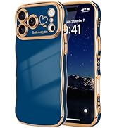 LCHULLE for iPhone 17 Pro Case for Women Girls, Cute Wave Frame Curly Shape with Love Heart Patte...