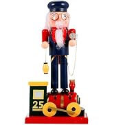VICASKY Christmas Nutcracker Figures, 18cm Train Repairer Wooden Nutcracker Charm Drummer Ornamen...