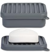 Superior Leak-Proof Silicone Travel Soap Case, Portable Soap Container with Draining Layer, Durab...