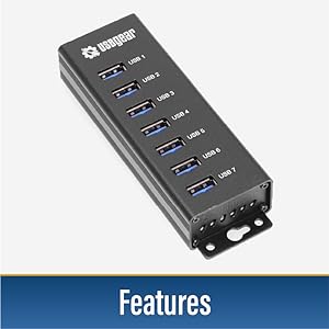 7 port usb hub 3.0 for laptop powered charger hub for pc 3.2 gen 1 charging industrial metal hub