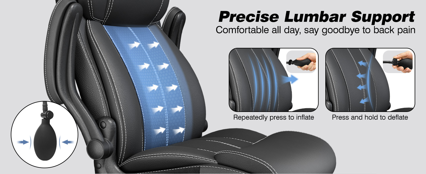 Ergonomic Office Chair Desk Computer Chair Leather High Back Executive Chairs with Adjustable Lumbar