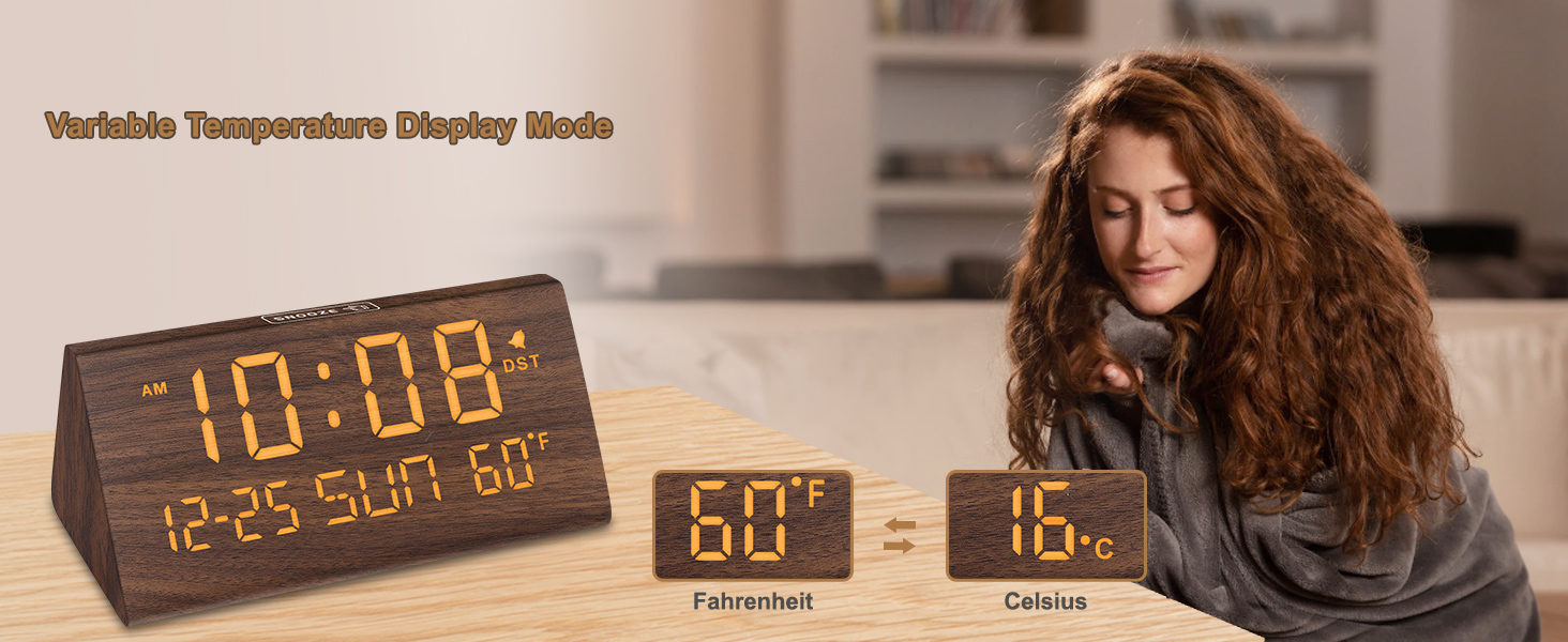 wooden alarm clock