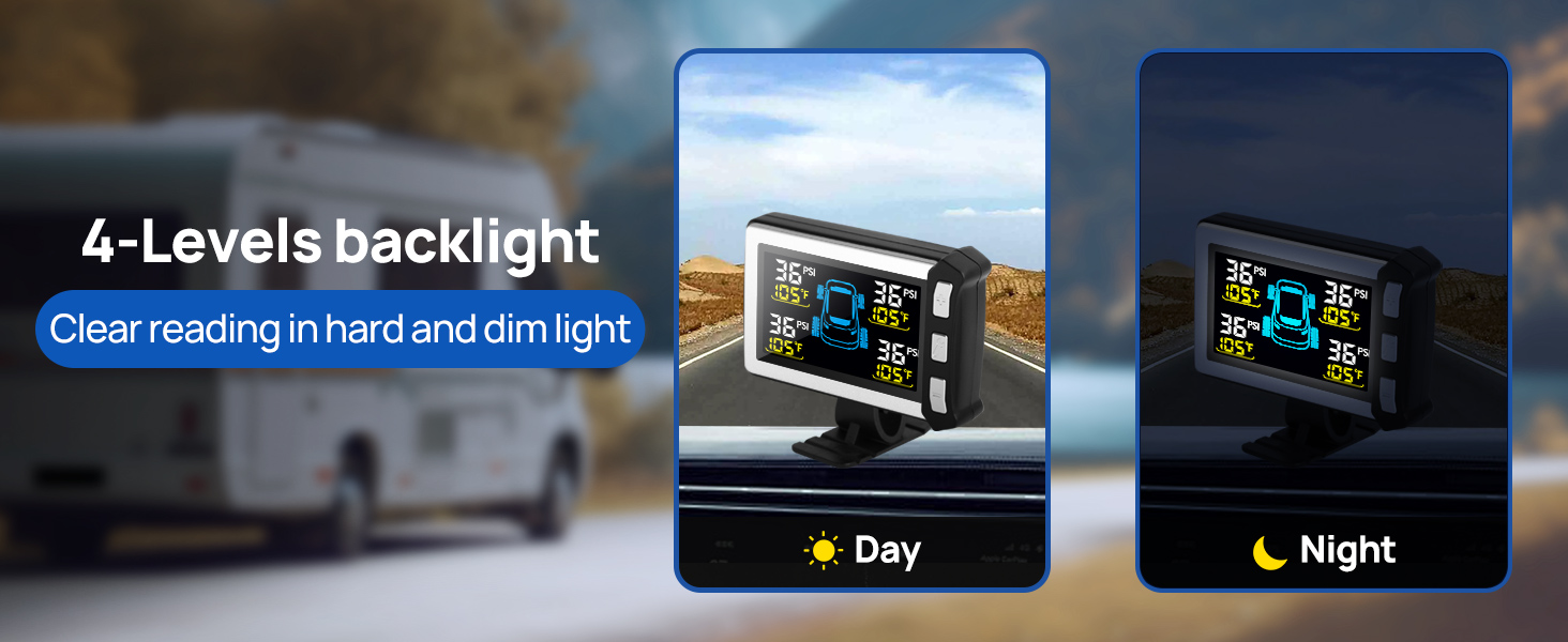 Masoll RV TPMS with 4 Levels backlight