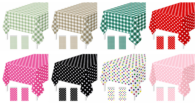 disposable gingham tablecloth polka dot plastic rectangle tablecloth