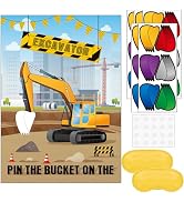 Pin The Bucket on The Excavator Party Games -Construction Themed Birthday Games for Kids Boys wit...