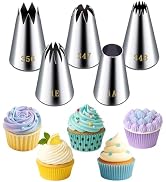 Suuker Large Piping Tips Set, Stainless Steel Frosting Piping Kit, 5 Pieces Pastry Cake Decoratin...