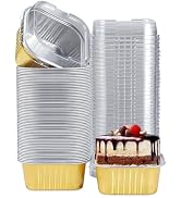 Eoonfirst 50pcs Mini Aluminum Foil Square Baking Cups, 5oz Disposable Ramekins Reusable Cupcake C...
