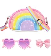 RTGNEI Toddler Rainbow Purse for Kids Gift Set Little Girls Cute Crossbody Bag