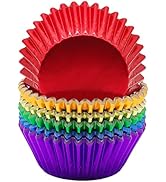 Mombake Rainbow 6 Bright Colors Standard Cupcake Liners Muffin Foil Paper Baking Cups, 120-Count