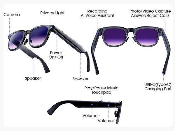 smart glasses with camera 4K,video recording camera glasses 4k with audio,ai sunglasses with camera