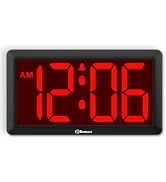 Soobest 9.5 Inch Large Digital Wall Clock Battery Operated, Auto & Manual Dimmer Display, Easy to...