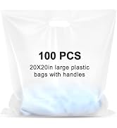 Maitys 100 Pcs 20"x20" Clear Plastic Bags with Handles Large Merchandise Shopping Bags for Small ...