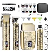GSKY Cordless Men's Hair Trimmer, Men's Ear and Nose Hair Trimmer, T-Blade Professional Beard Tri...