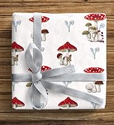 ZINTBIAL Mushroom Wrapping Paper for Kids Adults- Black White Funny Plant Gift Packaging for Spri...
