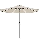 Greesum 9FT Patio Umbrella with Push Button Tilt and Crank, Outdoor Table Umbrella with 8 Sturdy ...