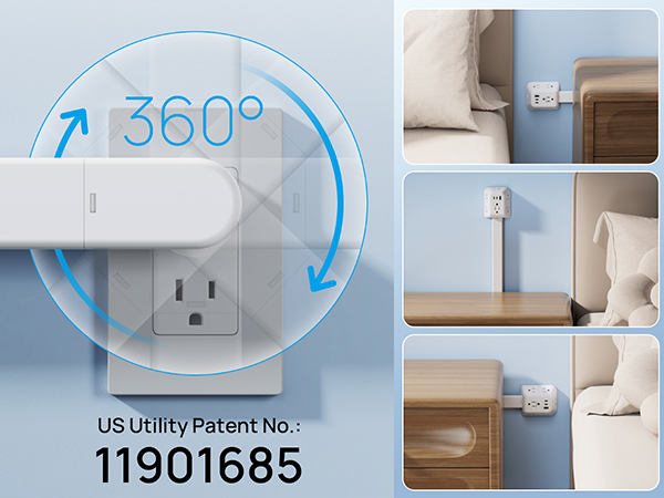 360 rotating plug outlet extender stick