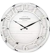 PresenTime & Co 13" Farmhouse Series Wall Clock, Quartz Movement, Shiplap Style, Raised 3D Arabic...