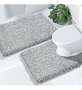 Yimobra Fluffy Bathroom Rugs Sets 2 Piece, Shaggy Toilet Rug U Shaped, Soft Comfortable Non Slip ...