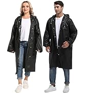 Rain Ponchos for Adults Reusable - Borogo 2Pcs Raincoats Emergency Survival with Hoods and Sleeve...