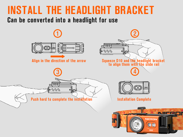 Includes a headlamp strap, easily transforming it into a headlamp.