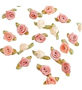 100 Pcs 15mm Multicoloured Mini Rose Flowers Satin Ribbon Bows Appliques DIY Sewing Craft Accesso...