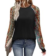 WIHOLL Long Sleeve Shirts for Women Color Block Raglan Tops Casual Crewneck Basic Tees Fall Cloth...