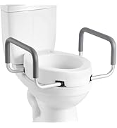 VEVOR Raised Toilet Seat with Arms, 300 lbs Load Capacity, 3.5-Inch Lift Height, Widened Commode ...