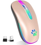 FUWANG Wireless Mouse,Rechargeable LED Wireless Bluetooth Mouse,Portable USB Optical 2.4G Wireles...