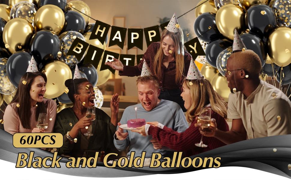 black and gold balloons