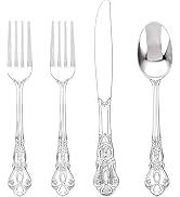 Joyido 40PSC Silver Plastic Cutlery - Vintage Silver Disposable Silverware - Heavyweight Plastic ...