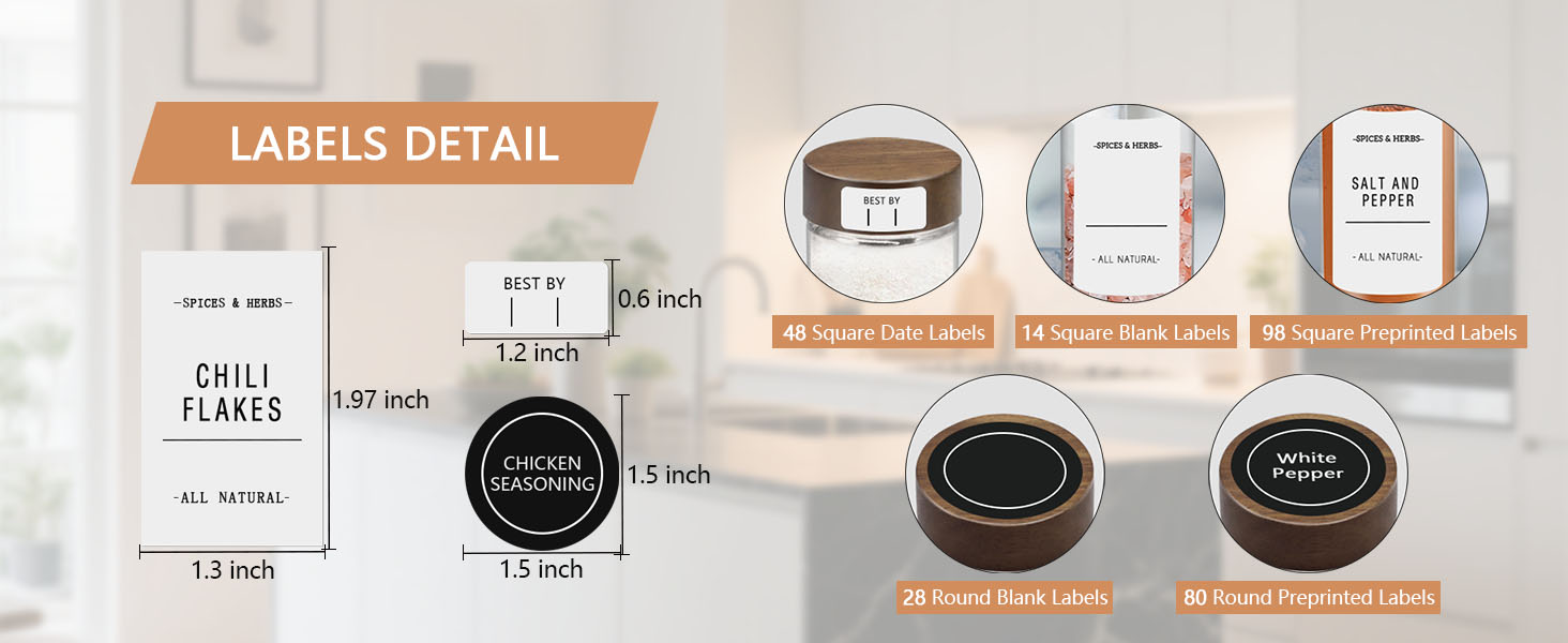spice containers with labels