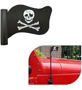 Povtii Pirate Flag Car Antenna Topper, Skull Crossbones Partern Automotive Antenna Topper, Cool P...