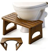 Foldable Toilet Stool, 7 Inch Poop Stool for Bathroom, Bamboo Toilet Stool Squat Adult, Collapsib...