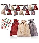 Naler Advent Calendar 2024, 24 Pieces Hanging Burlap Bags Candy Gift Bags Drawstring Pouch Burlap...