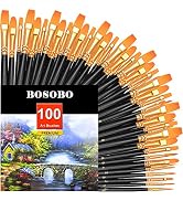 BOSOBO Paint Brushes Set, 10 Pack 100 Pcs Round Pointed Tip Paintbrushes Nylon Hair Artist Acryli...